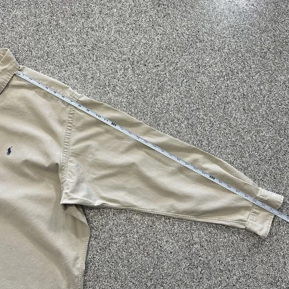 Ralph Lauren Button Down Shirt Mens XL Blake Cotton Twill Tan Long Sleeve - Picture 6 of 8